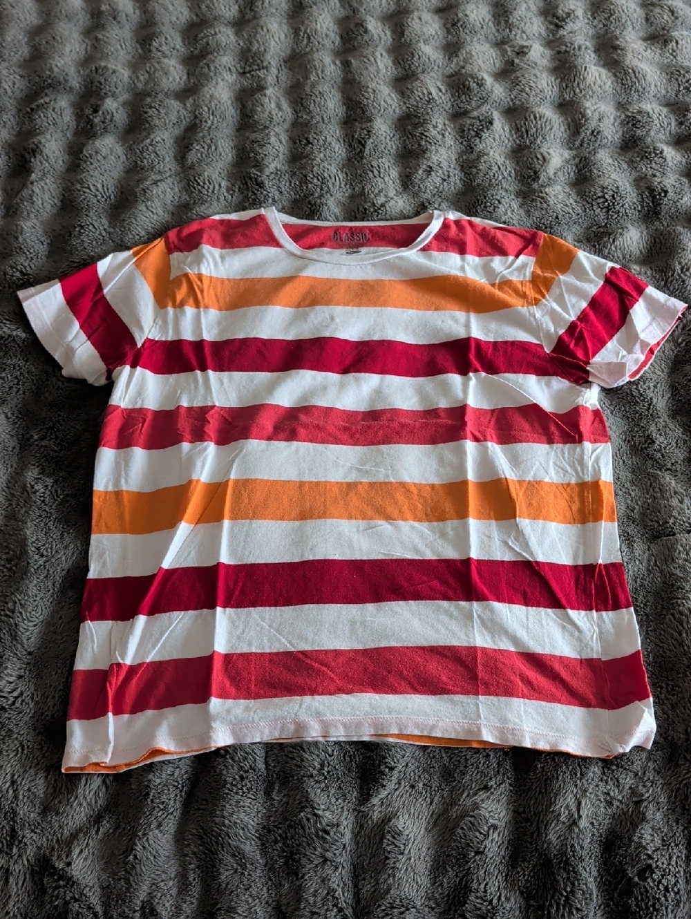 Classic Striped Tee - White, Red & Orange
